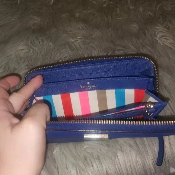 Kate Spade Neda Navy Blue WLRU 1148 Newbury Lane Zip Wallet Preppy Classic - Picture 5 of 7